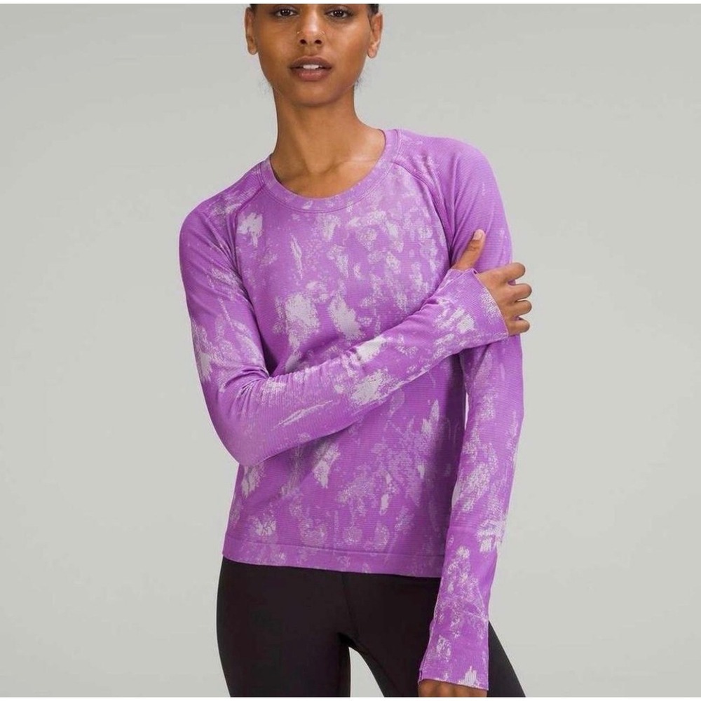 Lululemon Swiftly Tech Long Sleeve 2.0 Purple‎ Acid Wash Shirt Womens Size 4